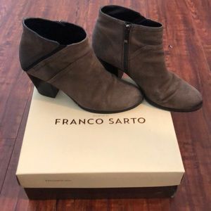 Franco Sarto Leather Brown Booties Vintage style